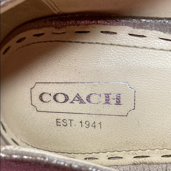 Coach Pump Heels (Adina) Almond‎ Toe 4 Inch Heel Cracked Metal Champagne Size 10 - Picture 10 of 16